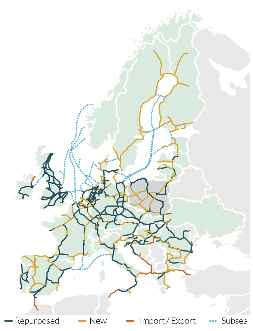 Envisioned European Hydrogen Backbone by 2040.